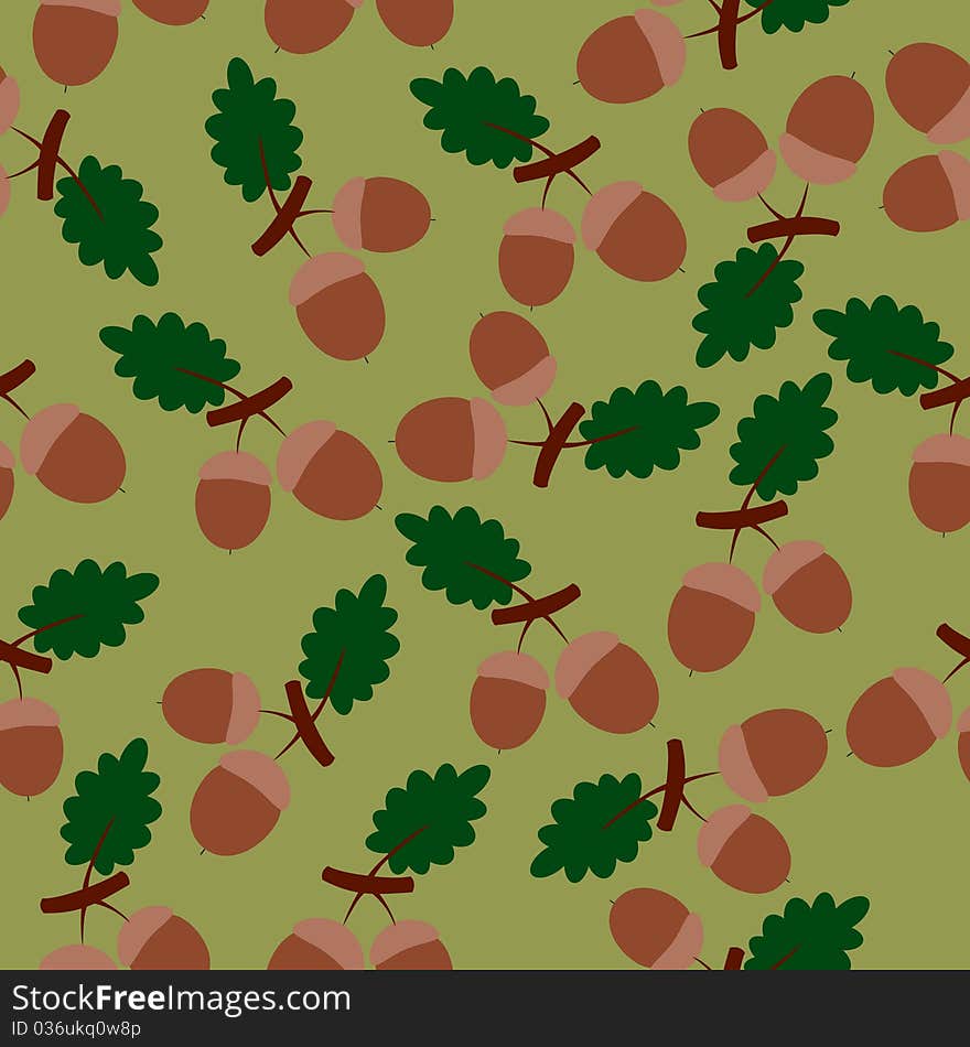 Seamless wallpaper with acorns and leaves