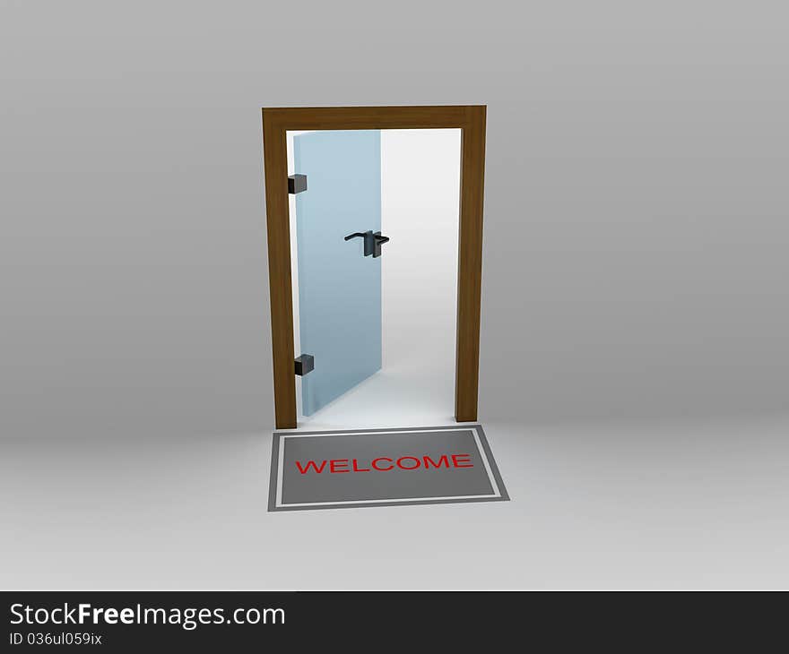 Computer Generated Image - glass door