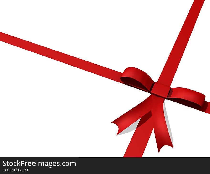 Red ribbon with white background - 3d render