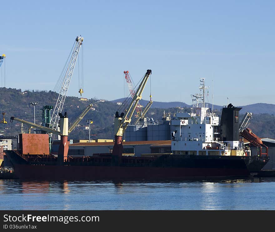 Crane and ship