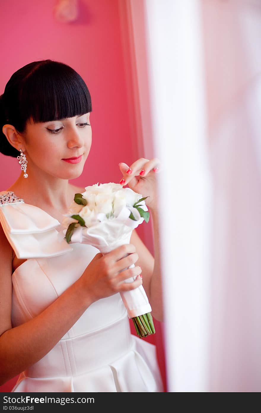 Bride playing with flying veil. Bride playing with flying veil