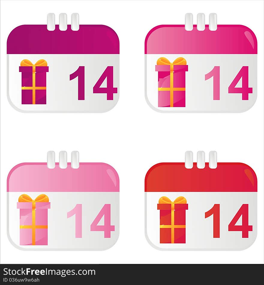 St. valentine s day calendar icons