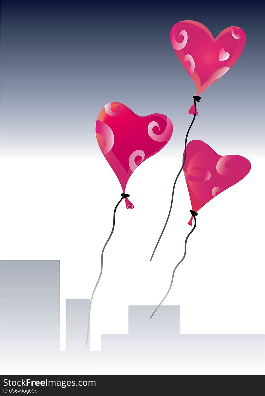 Valentine day balloons with hearts shapes. Valentine day balloons with hearts shapes.