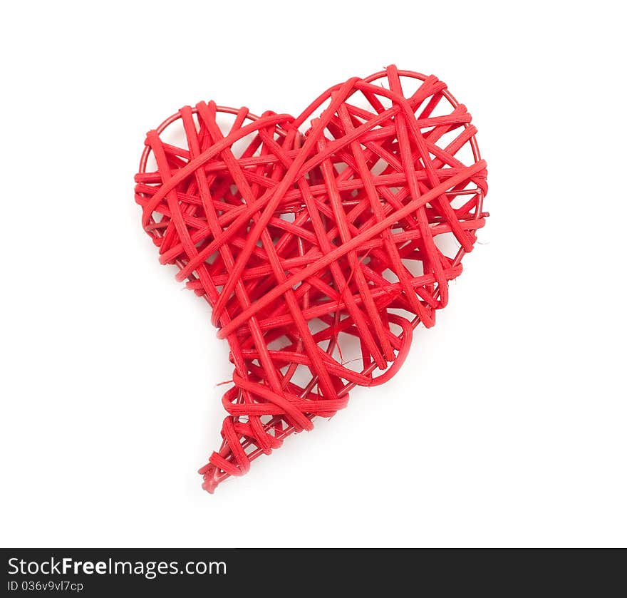 Large decorative red heart on a white background. Large decorative red heart on a white background