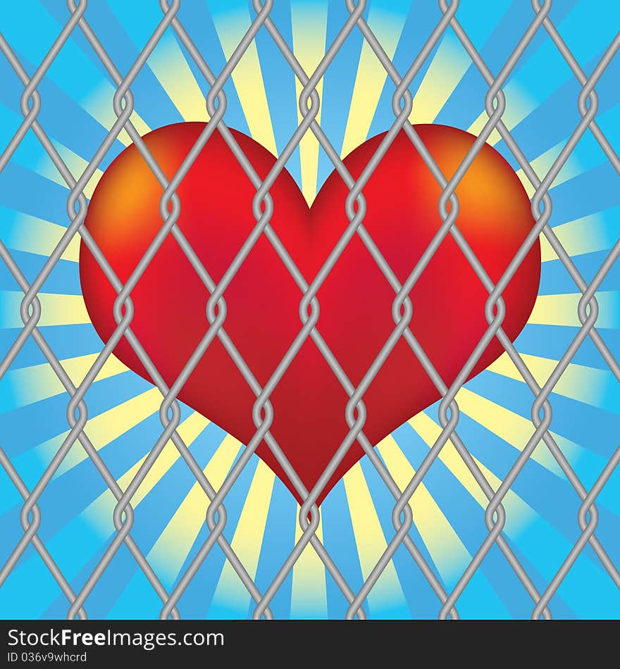 Heart for mesh fence against rays. Heart for mesh fence against rays