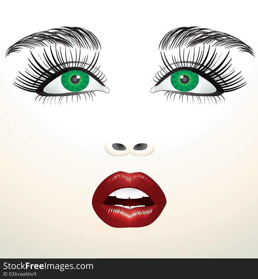 Eyes, nose and lips of women. Eyes, nose and lips of women.