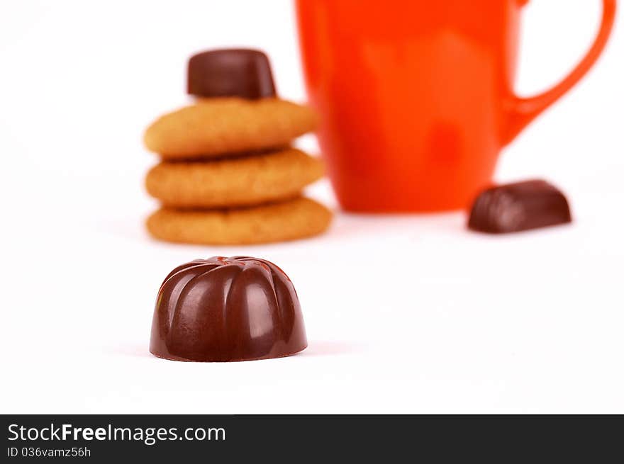 Cups for tea on a white background