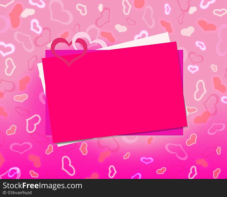 Valentine card in the background with hearts. Valentine card in the background with hearts