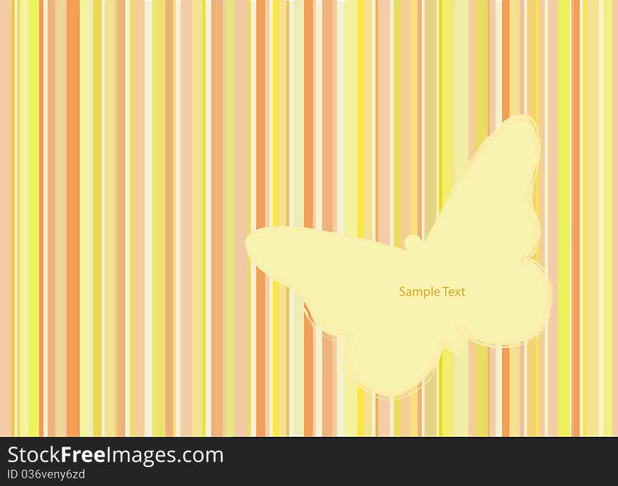 Sweet striped yellow background with butterfly. Sweet striped yellow background with butterfly