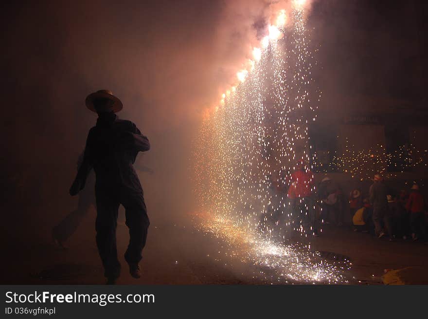 The picture was taken during the summer holiday of Alcarras,Catalunya,Spain-Correfocs Alcarras. The picture was taken during the summer holiday of Alcarras,Catalunya,Spain-Correfocs Alcarras