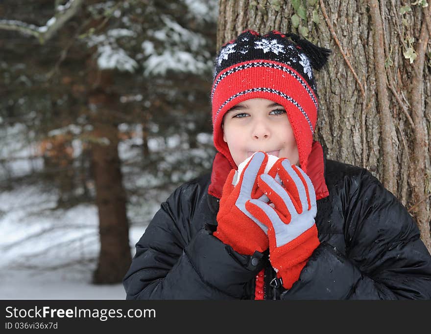 Child with snowball