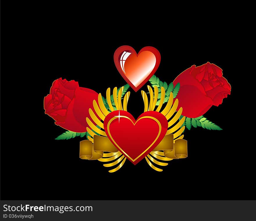 Graphic design of hearts, wings and roses, for many usages for love and Valentines. Graphic design of hearts, wings and roses, for many usages for love and Valentines...