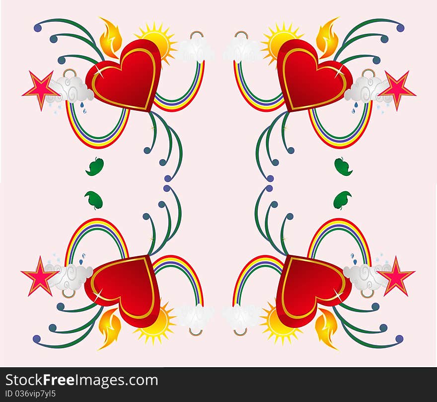 Grouping of hearts, stars in a fun pattern with many usages. Grouping of hearts, stars in a fun pattern with many usages...