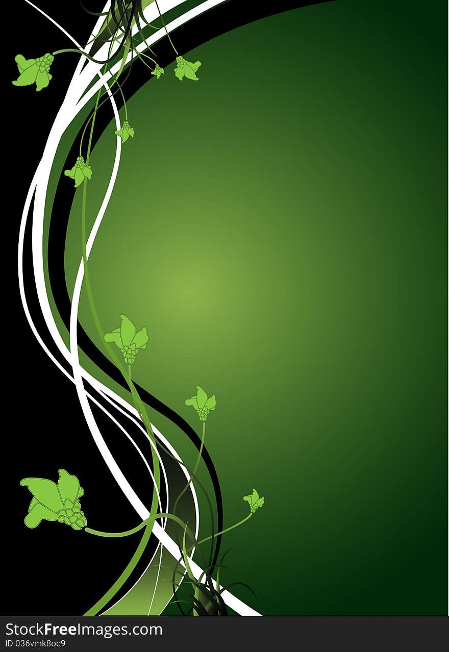 Abstract Green Floral Vector Background