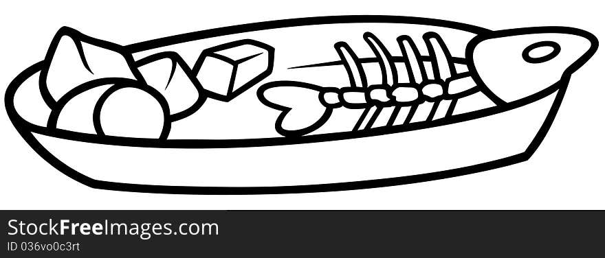 Leftovers - Black and White Cartoon illustration, Vector