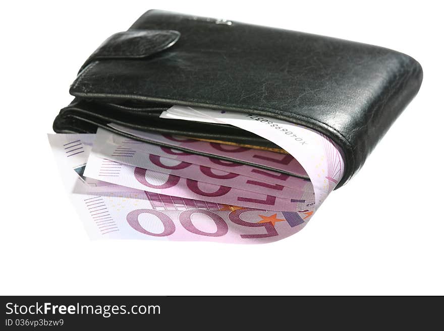 Five-hundredth Euro Banknotes In Leather Wallet