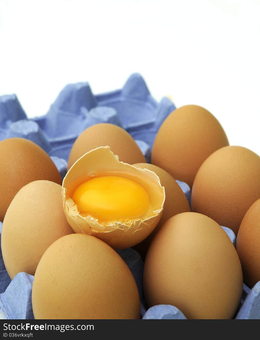 Eggs in paper tray.