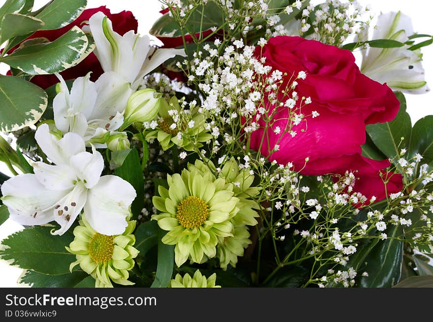 Bunch of beautiful flowers isolated on white. Bunch of beautiful flowers isolated on white