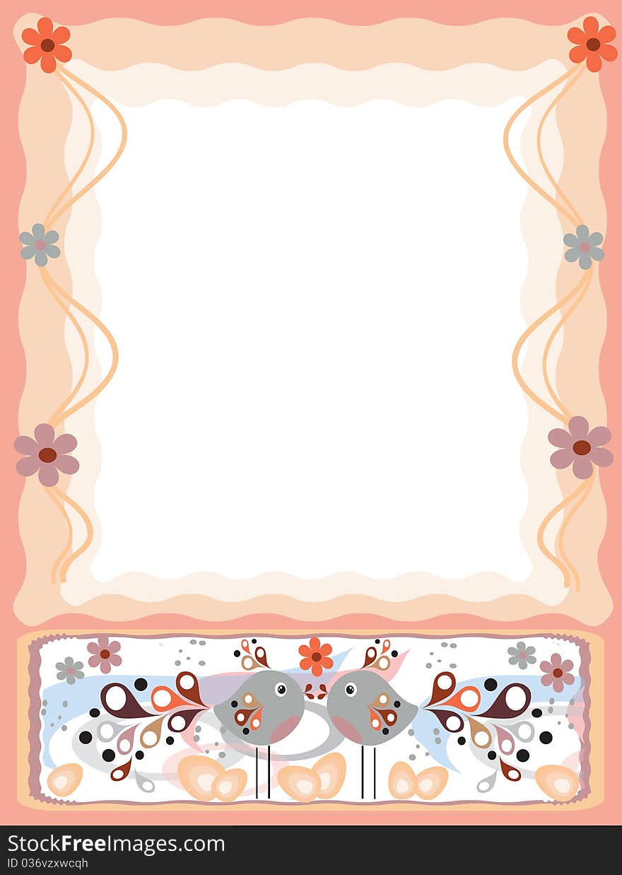 Frame with birds ,eggs and flowers. Frame with birds ,eggs and flowers.