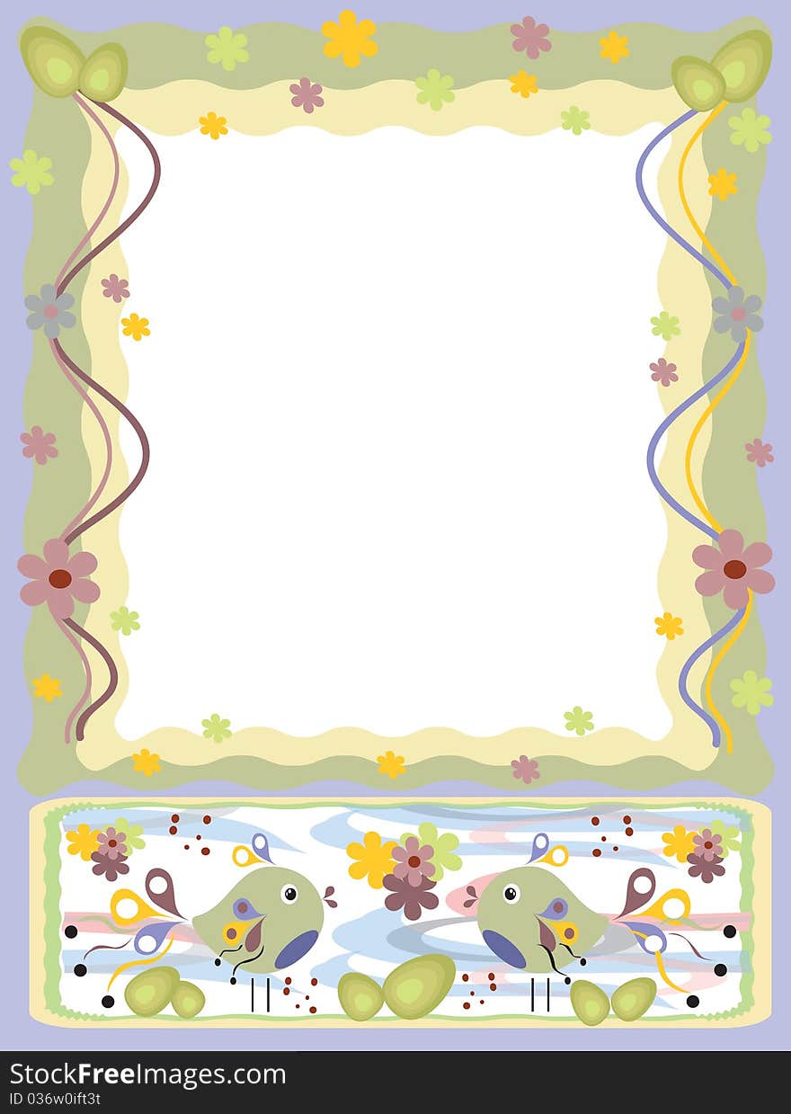 Frame with birds ,eggs and flowers. Frame with birds ,eggs and flowers.