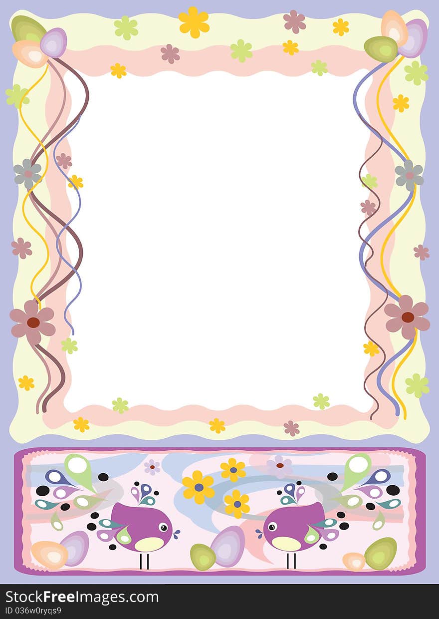 Frame with birds ,eggs and flowers. Frame with birds ,eggs and flowers.