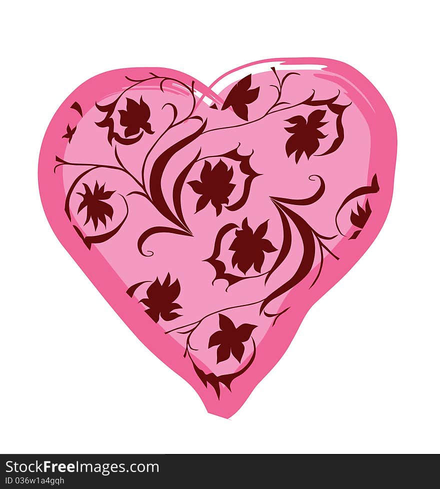 Abstract floral heart for valentine's day, symbol of love