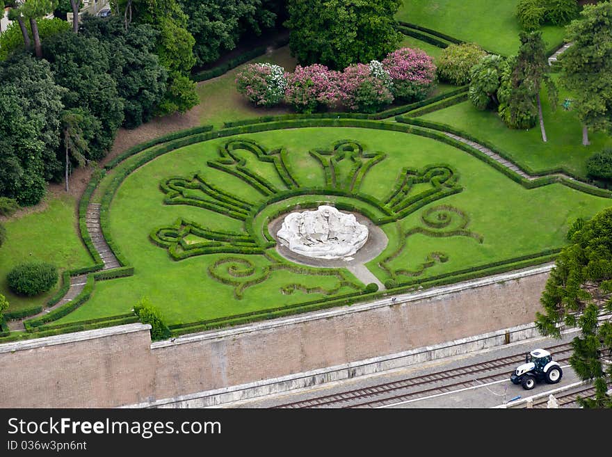 Beautiful view at the Vatican Gardens in Rome, Italy