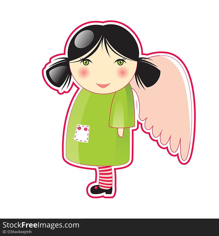 Cute small black-haired girl - angel