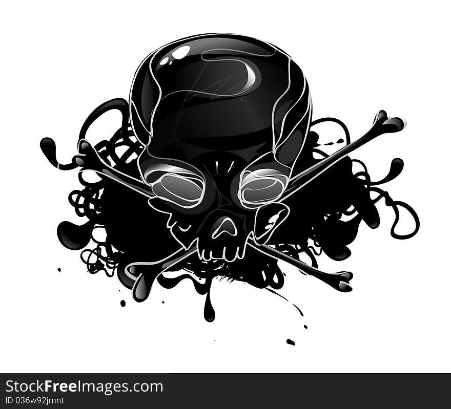 Skull with crossbones on grunge background