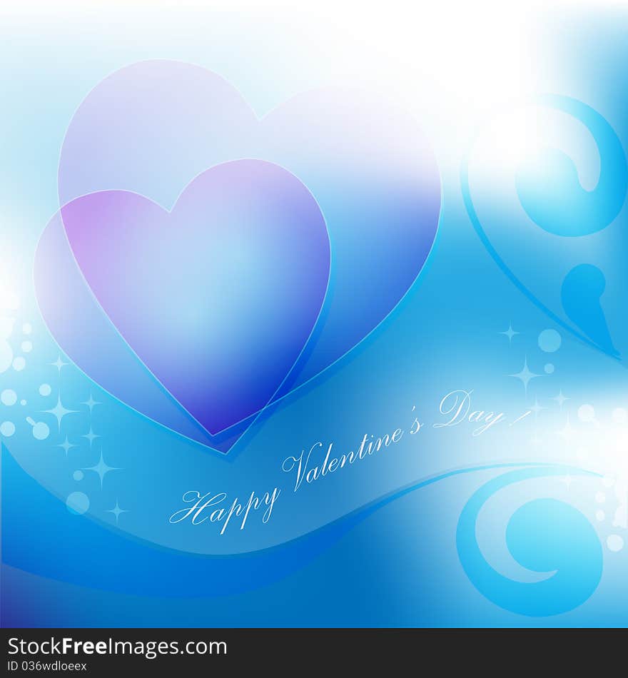 Valentine greeting, card with two hearts. Valentine greeting, card with two hearts