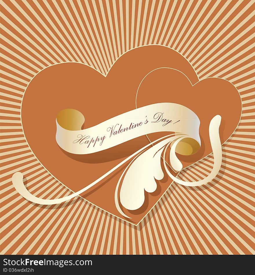 Valentine greeting, card with two hearts. Valentine greeting, card with two hearts