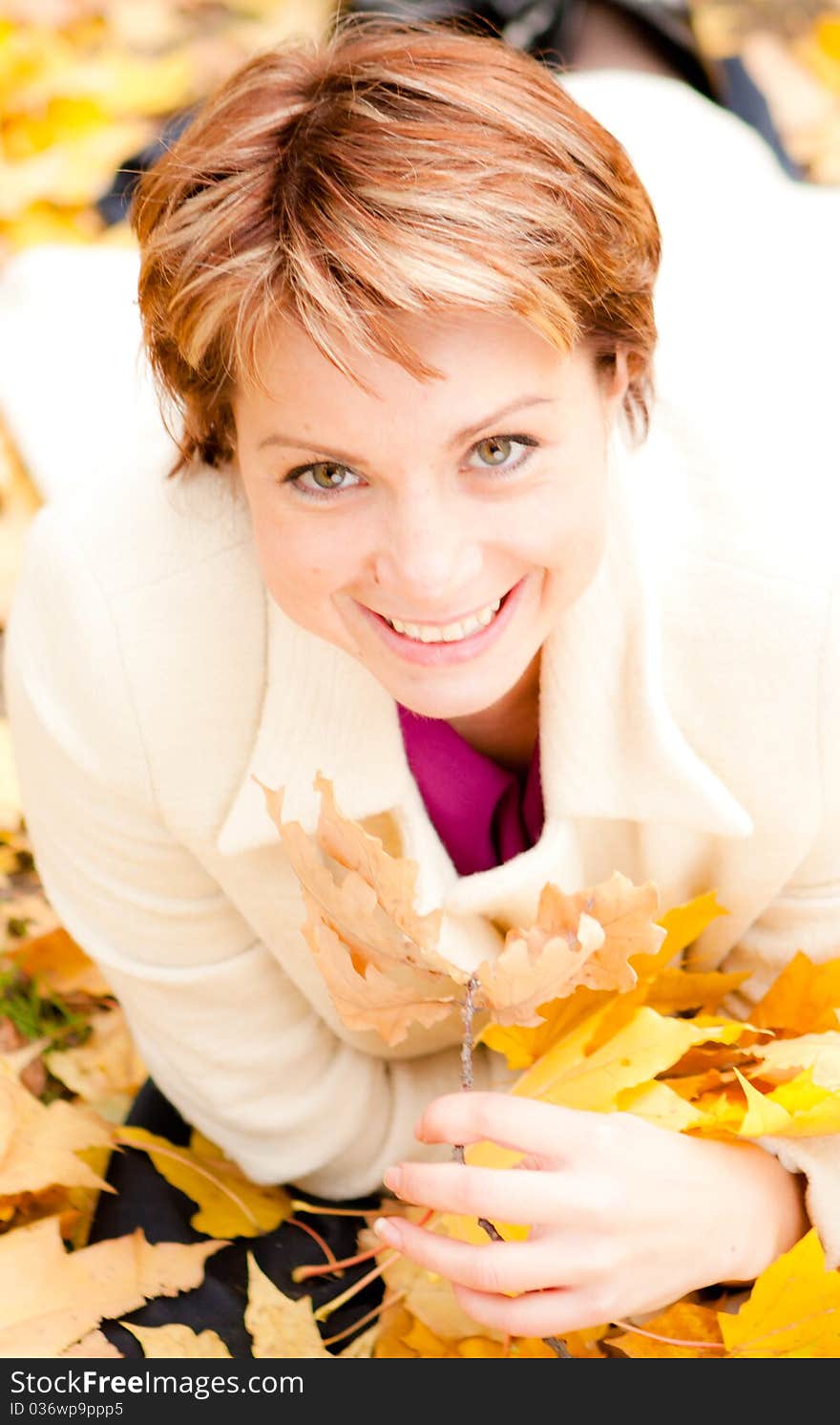 Charming  woman in an autumn park