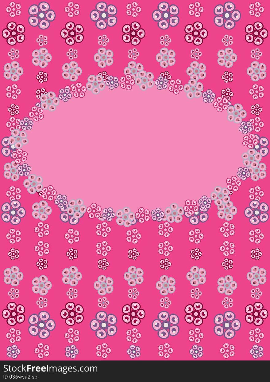 Greeting card with flowers on pink background. Greeting card with flowers on pink background