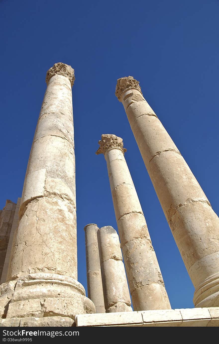 Columns from the temple of Zeus in Jerash, Jordan