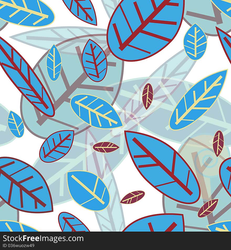 Abstract seamless texture in blue colors with leafs. Abstract seamless texture in blue colors with leafs