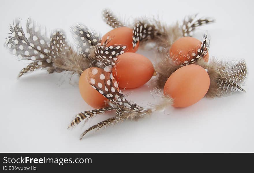 Easter still life on white background, eggs. Easter still life on white background, eggs.