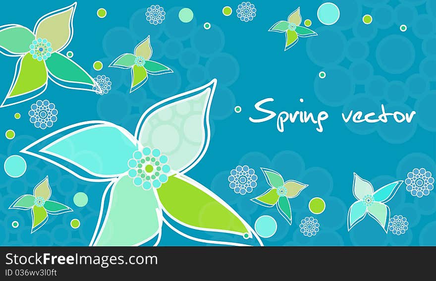 Blue abstract  background with flowers and batterfly. Blue abstract  background with flowers and batterfly