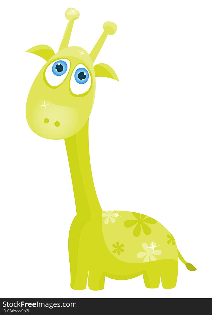 Vector illustration: cute green giraffe