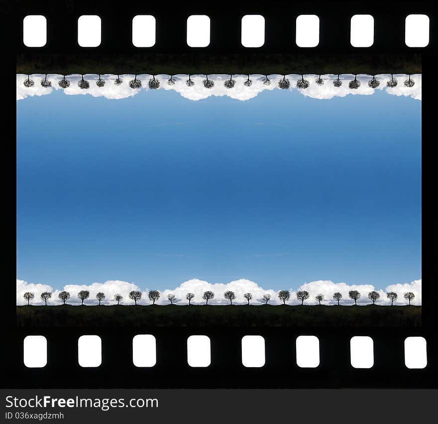 Sea blue lagoon in a film frame