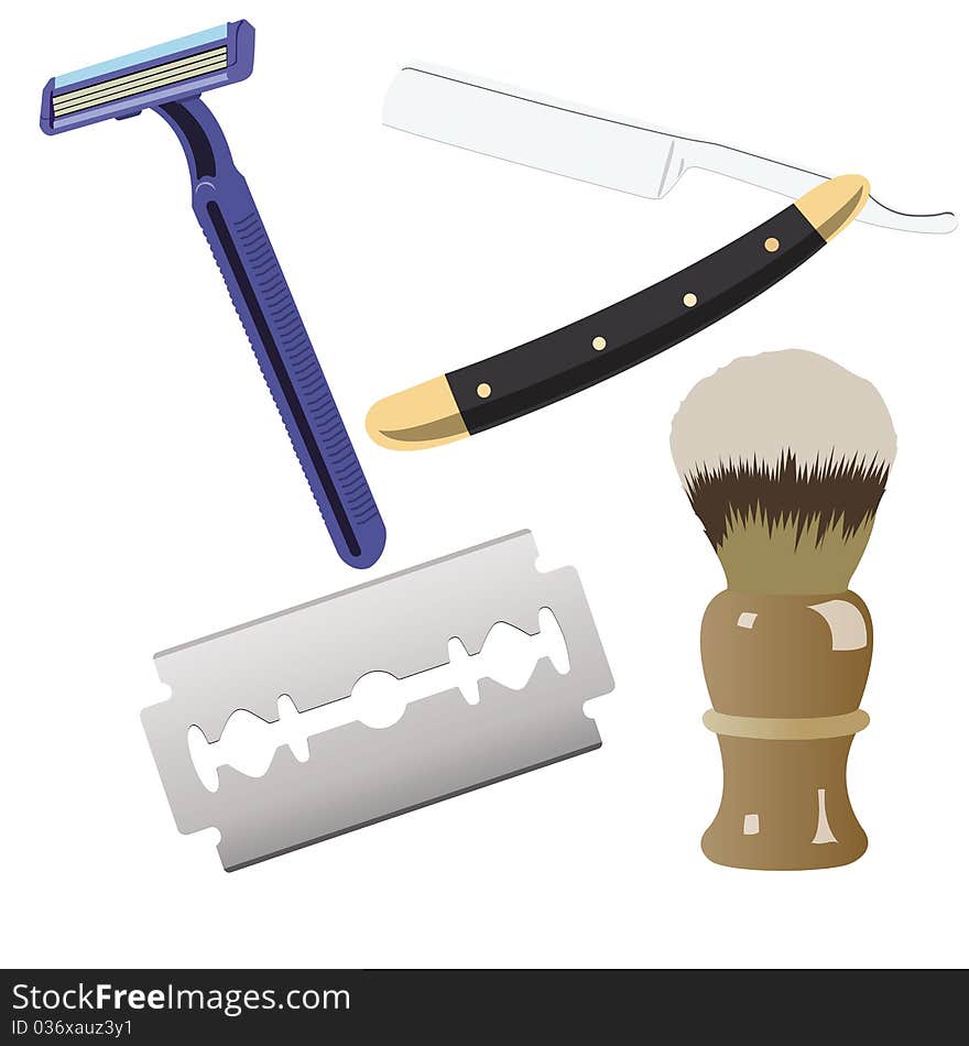 This image represents a shaving accessories set of four