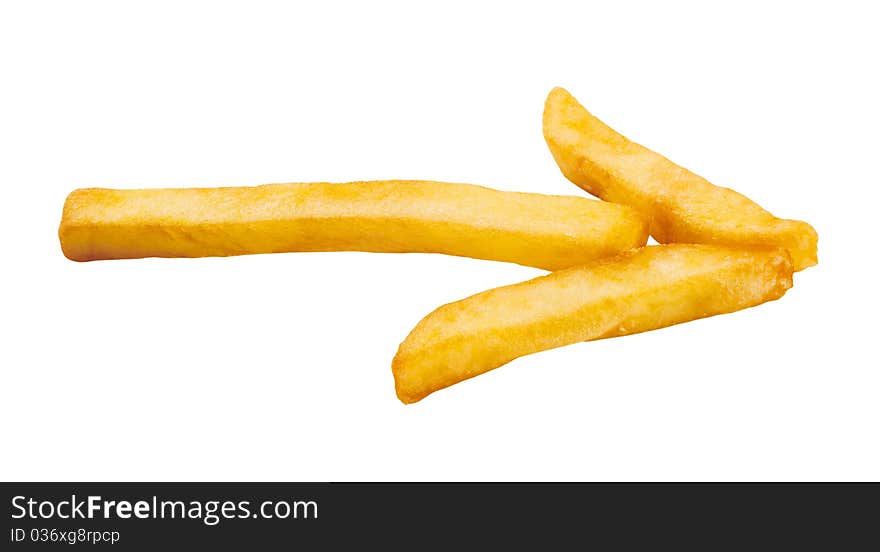 Arrow made of crisp French fries - cutout