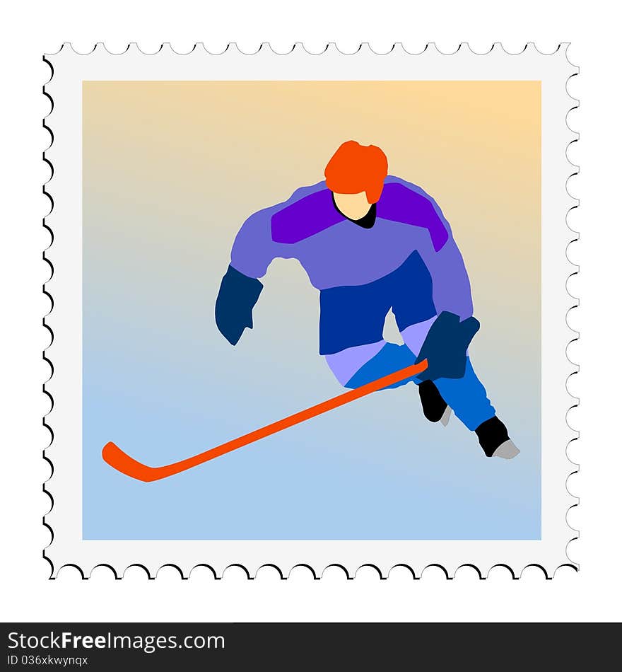 Hockey. Vector Stamp