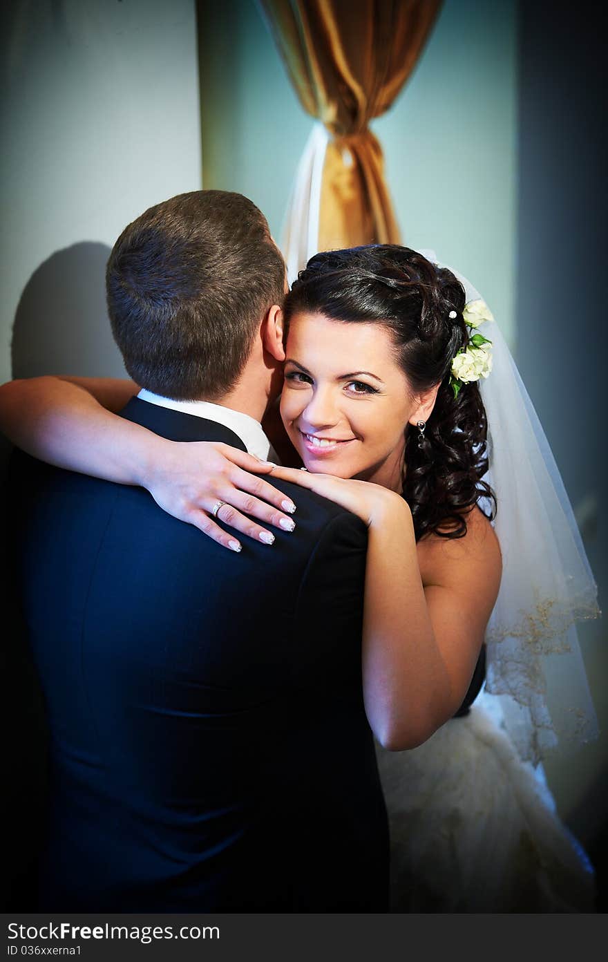 Happy Bride And Groom In Wedding Day