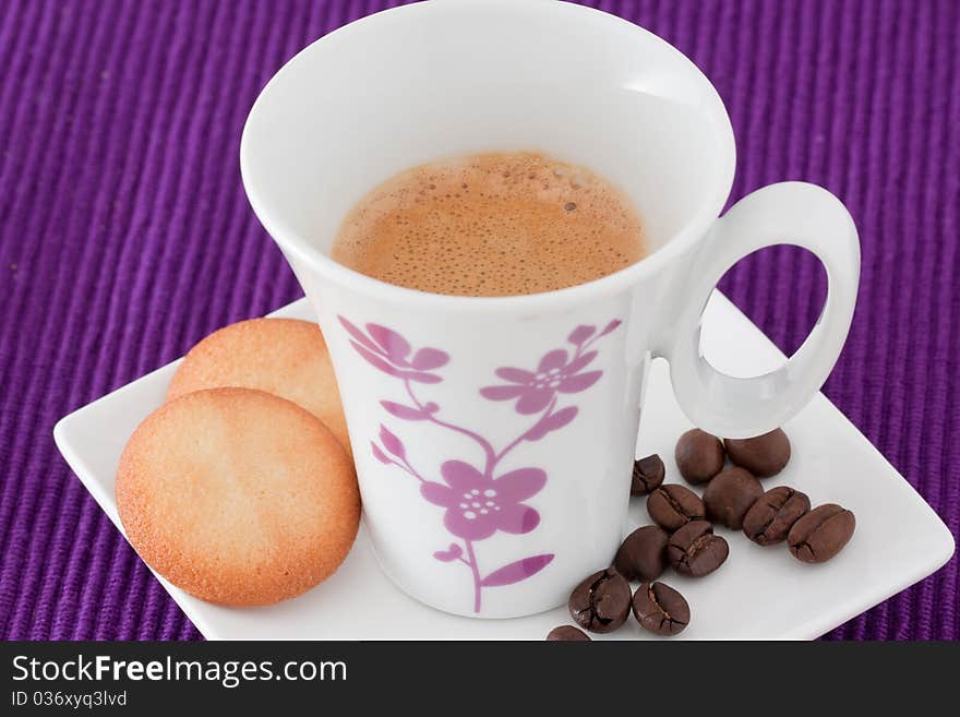 Cup of coffe and biscuits