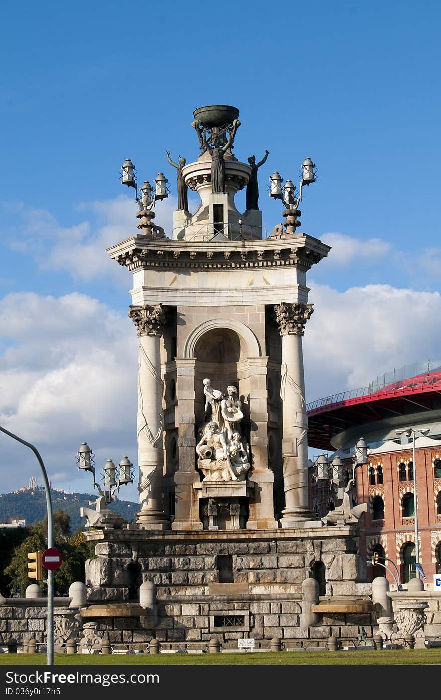 Statue in Placa Espanya, Barcelona, Spain