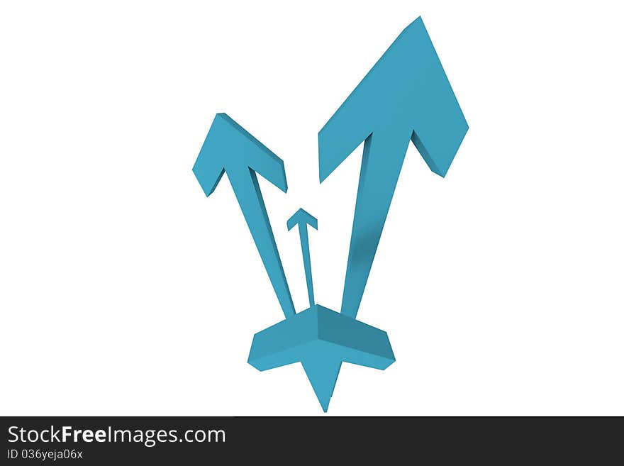 3D rendering of abstract arrows symbolizing business effort and development. 3D rendering of abstract arrows symbolizing business effort and development