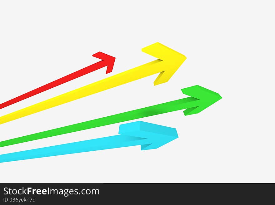 3D rendering of abstract arrows symbolizing business effort and development. 3D rendering of abstract arrows symbolizing business effort and development