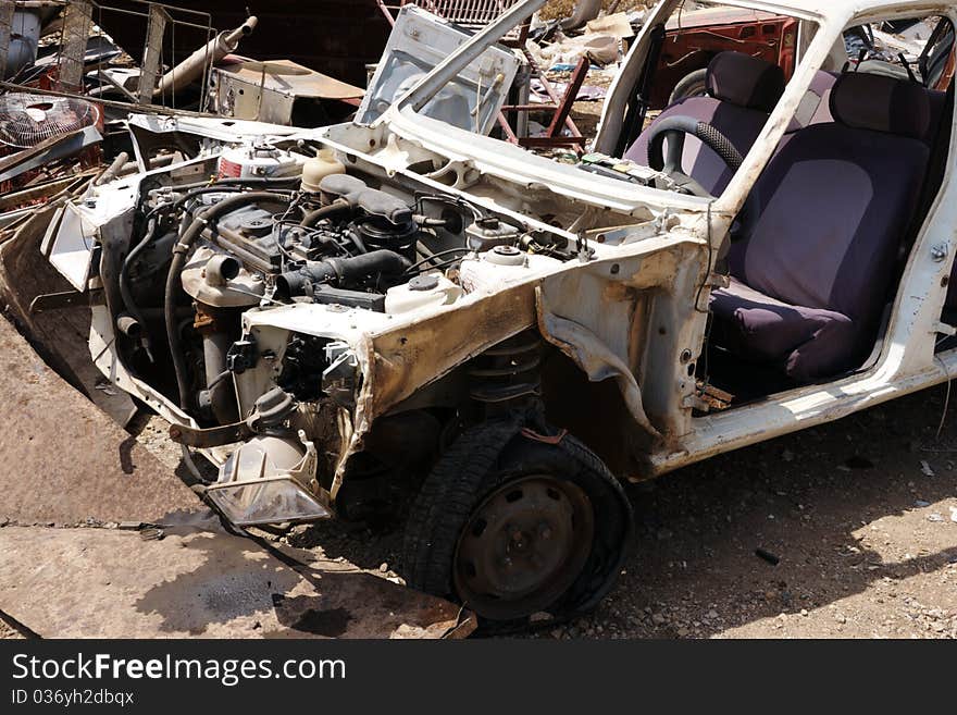 View of a front car after an accident. View of a front car after an accident