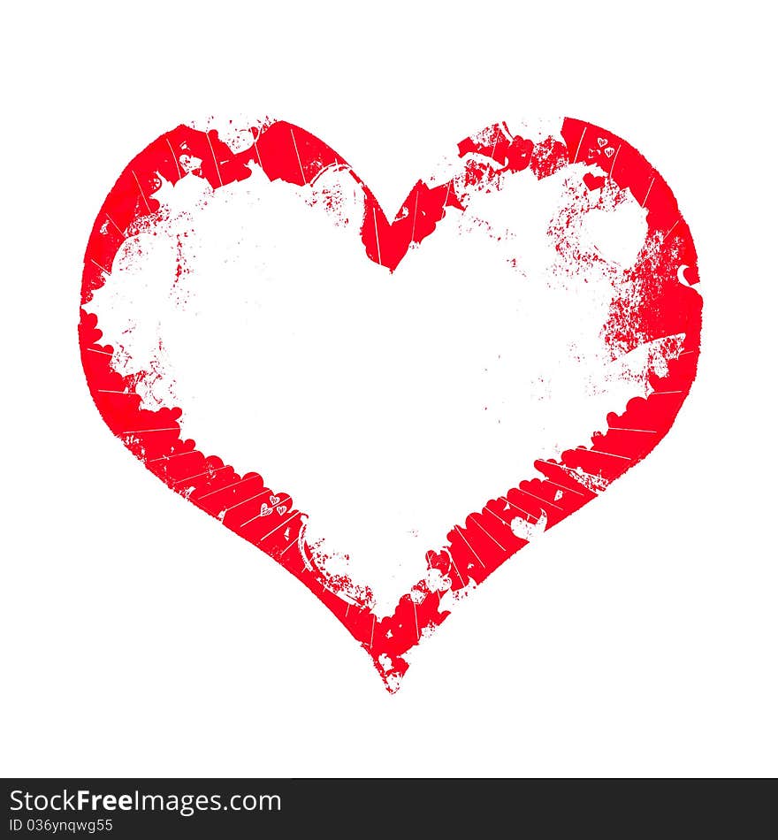 Red abstract heart shape on white background.