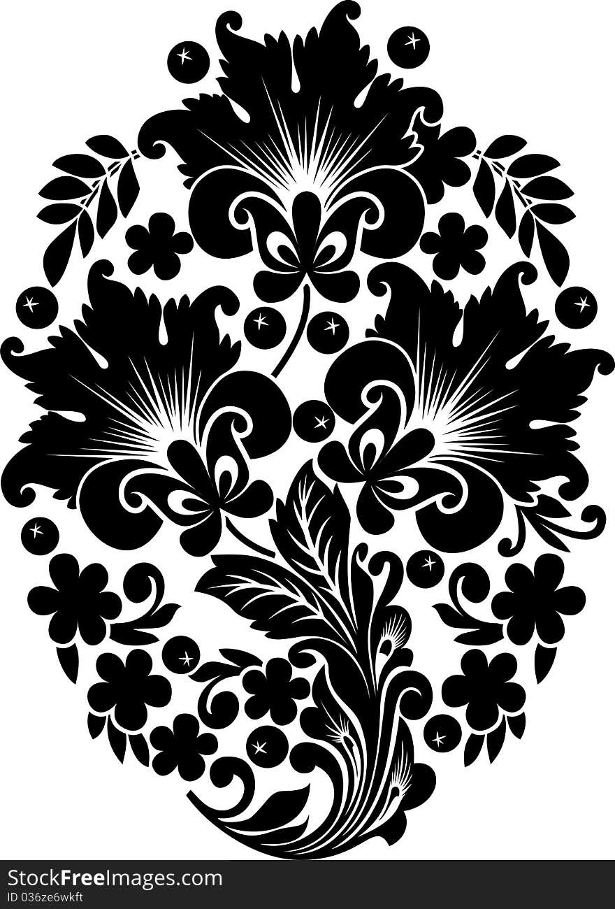 Illustration of abstract floral composition such hohloma  painting. clip art optimized for  cutting on plotter. stencil for decor. Illustration of abstract floral composition such hohloma  painting. clip art optimized for  cutting on plotter. stencil for decor